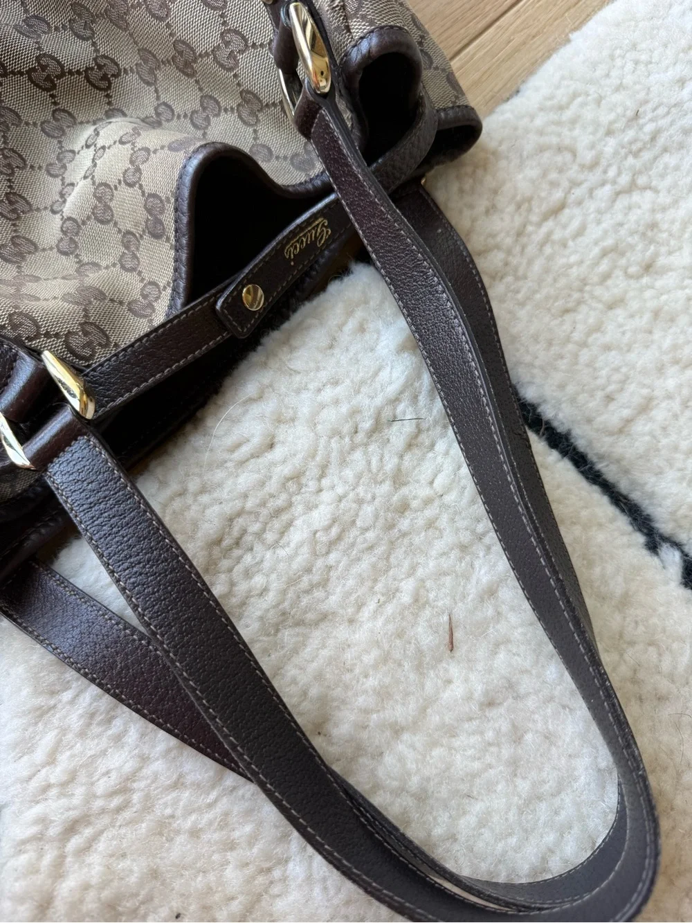 Gucci Beige Brown GG Canvas Shoulder Bag